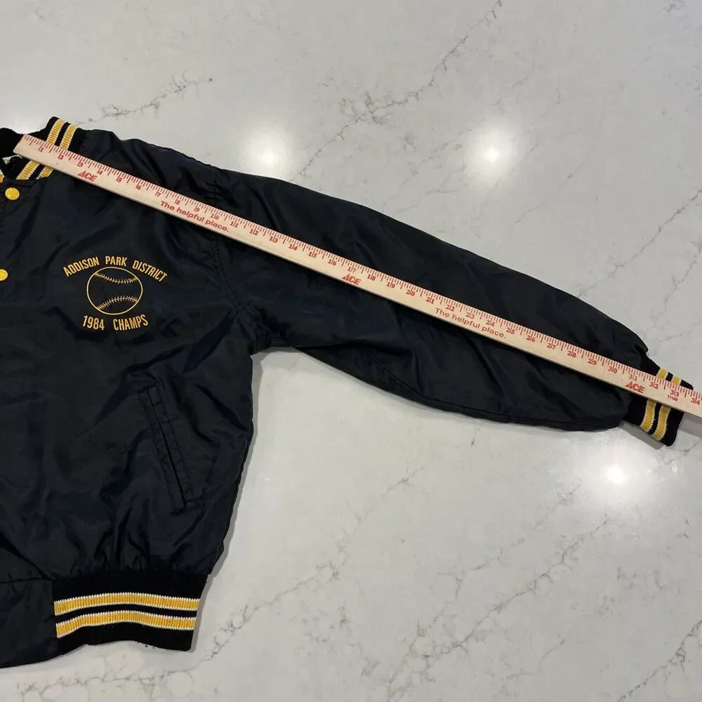 West Wind Large Vintage Nylon Stripe‎ Collar Snap Bomber Jacket 80s Champs USA